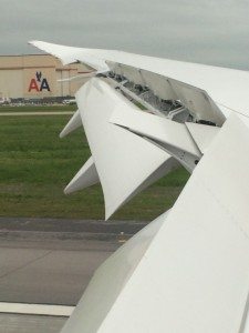 Arriving at KTUL, AA’s maintenance hub. Flaps and speed brakes fully extended.