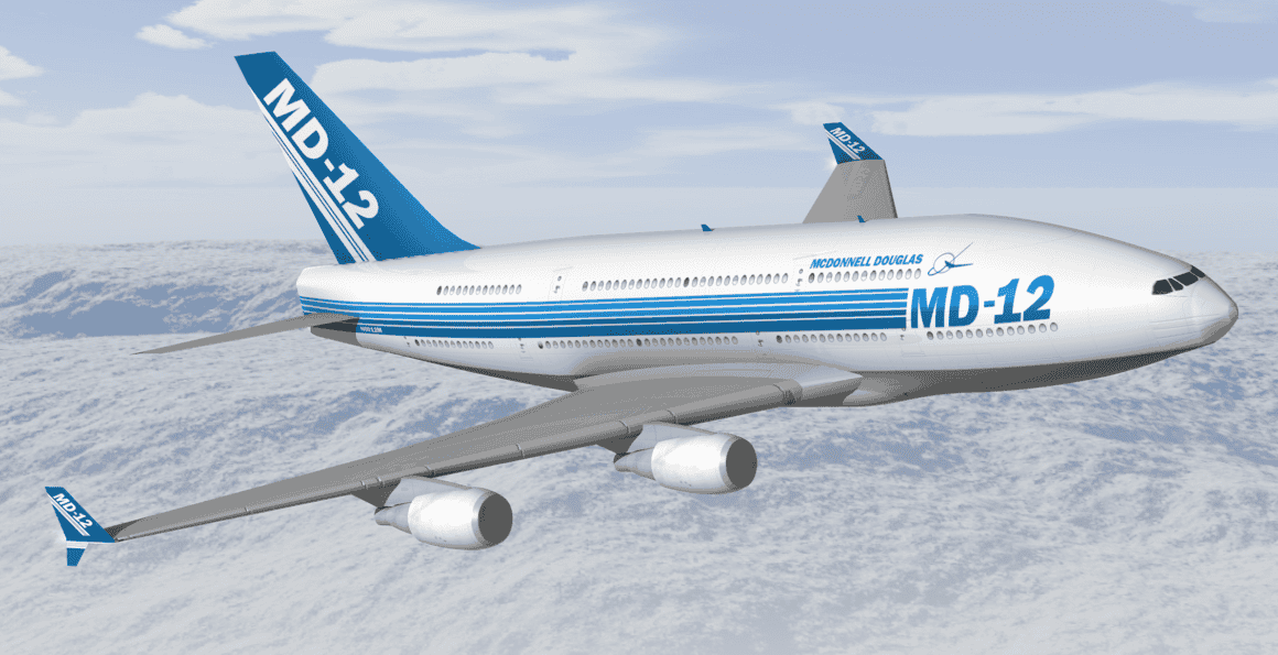 McDonnell Douglas proposed the MD-12.  It was nothing more than a paper proposal.  Image: McDonnell Douglas