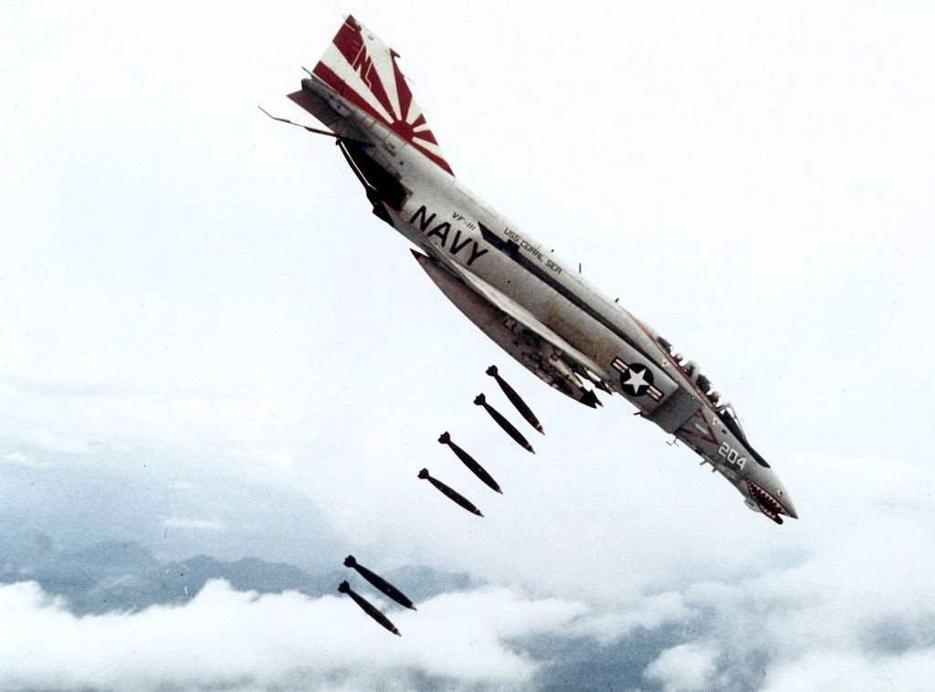 An F-4 Phantom on a bombing run in Vietnam. Credit: U.S. Navy National Museum of Naval Aviation.