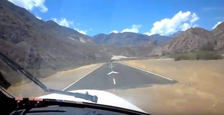 Landing At Chagual Airport in Peru requires guts and skill