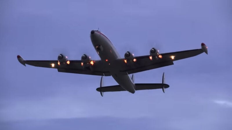 Super Constellation Spits Fire On Takeoff