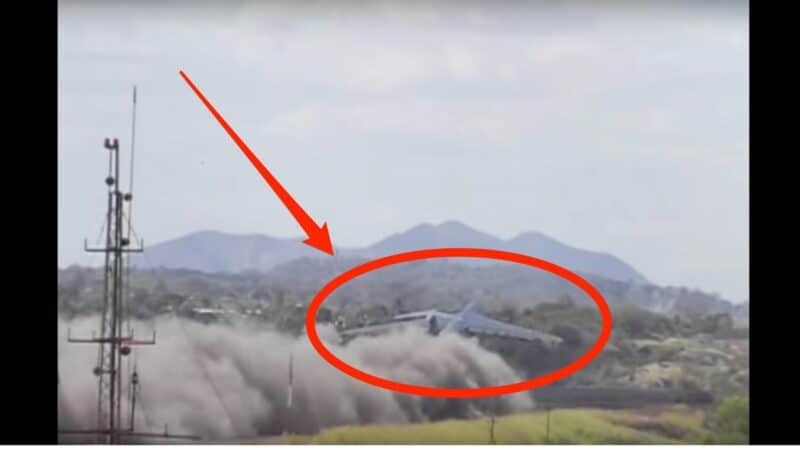 C-5 Uses Every Inch Of Runway for a Spectacularly Dusty Takeoff