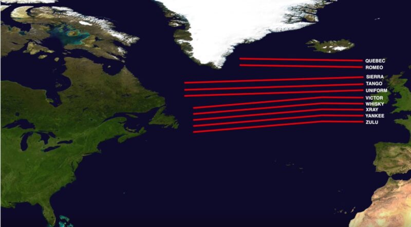 Highways In The Sky Over The Atlantic Ocean Keep Air Traffic Organized