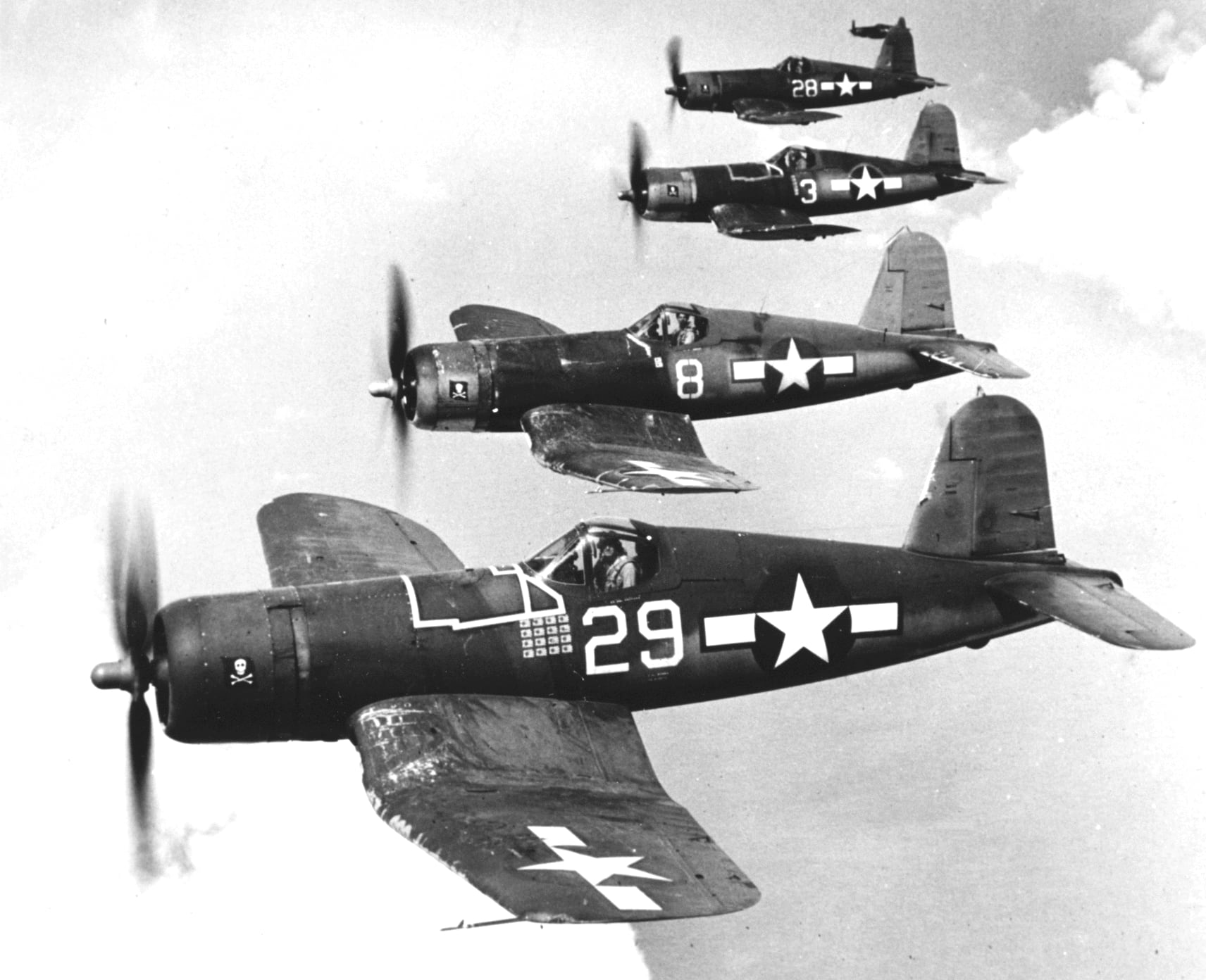 F4U Corsair squadron in flight.