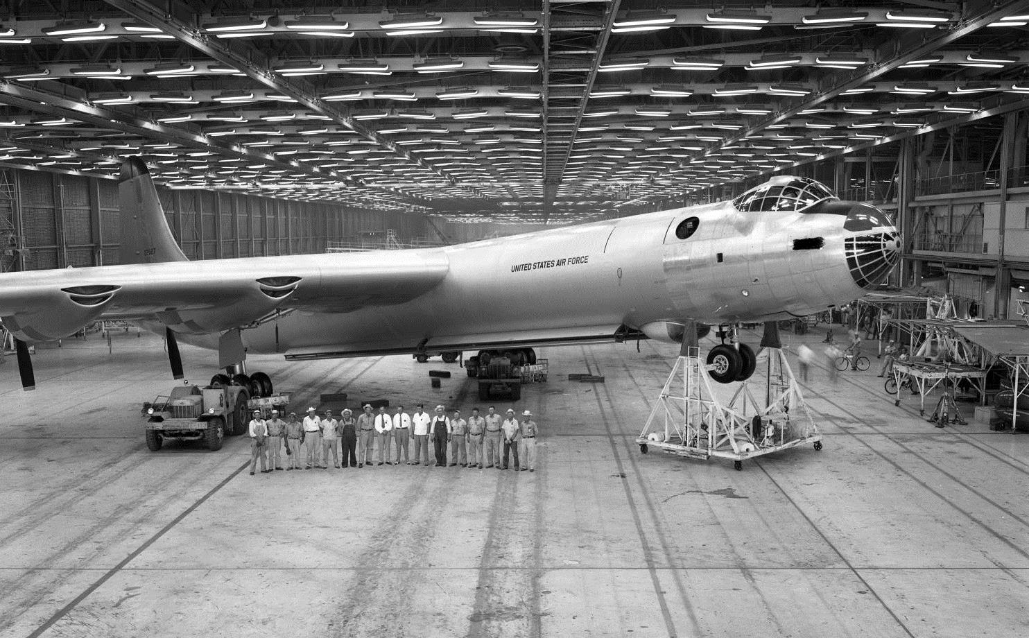 RB-36D prototype inside a development facility.