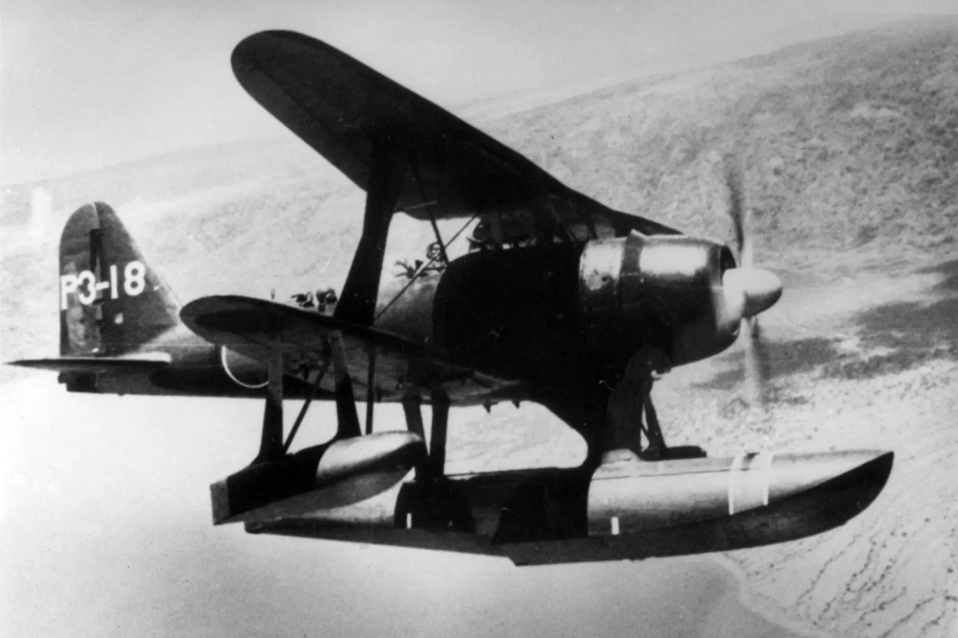 Mitsubishi F1M1 over Rabaul