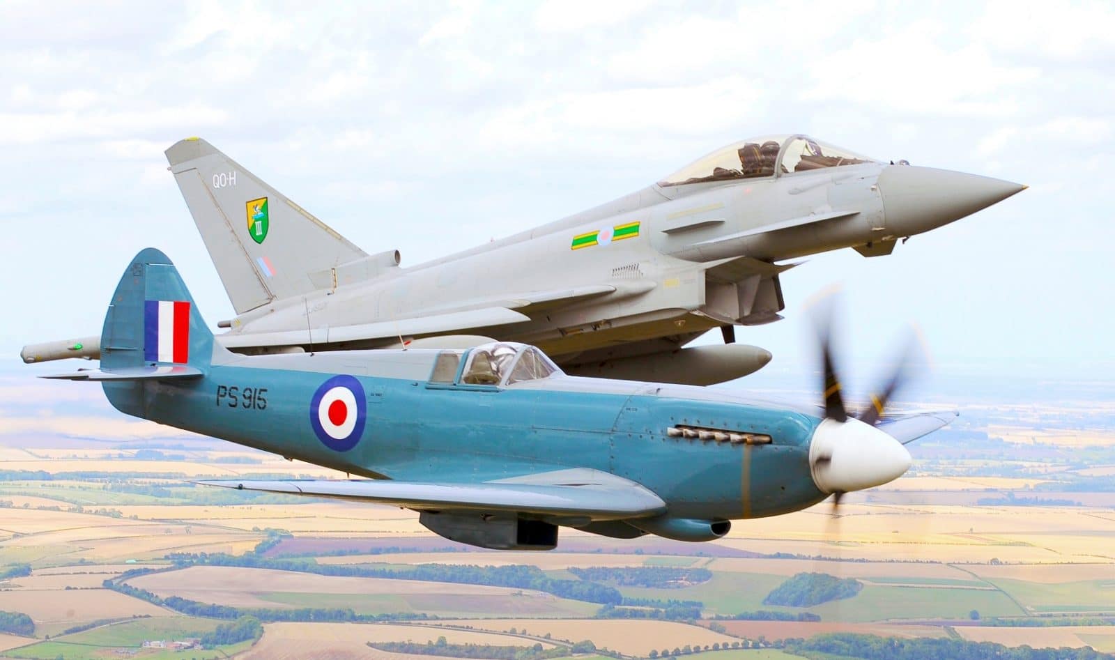 The Supermarine Spitfire: Engineers kept improving Britain's best fighter 6 Typhoon and Spitfire in Formation over Lincolnshire on the Anniversary of the Battle of Britain MOD 45151854
