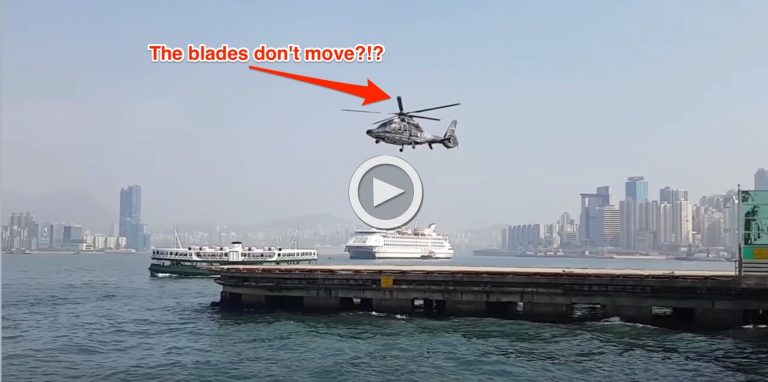 Camera Shutter Speed Trick Makes Helicopter Look Like Its Hovering Without Blades Spinning