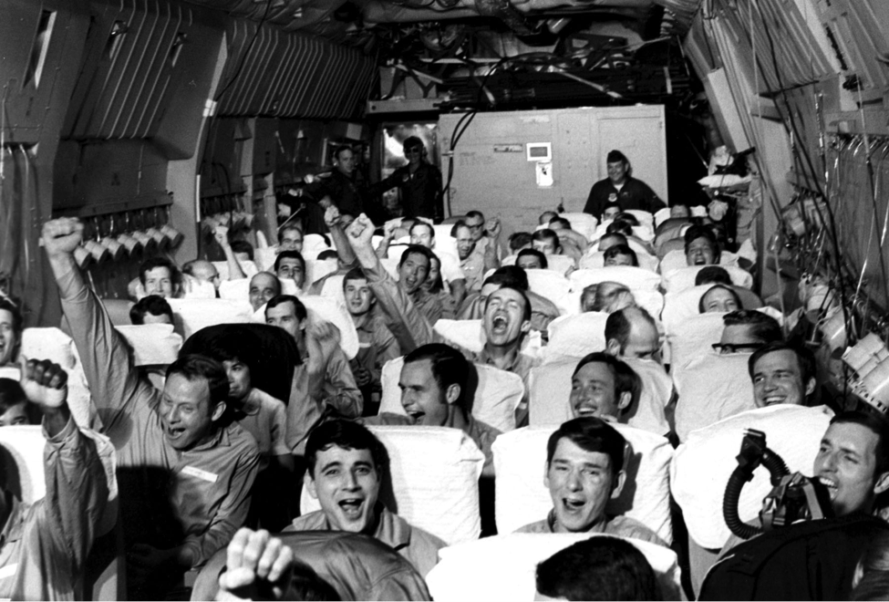 People travelling in the C-141 Starlifter.