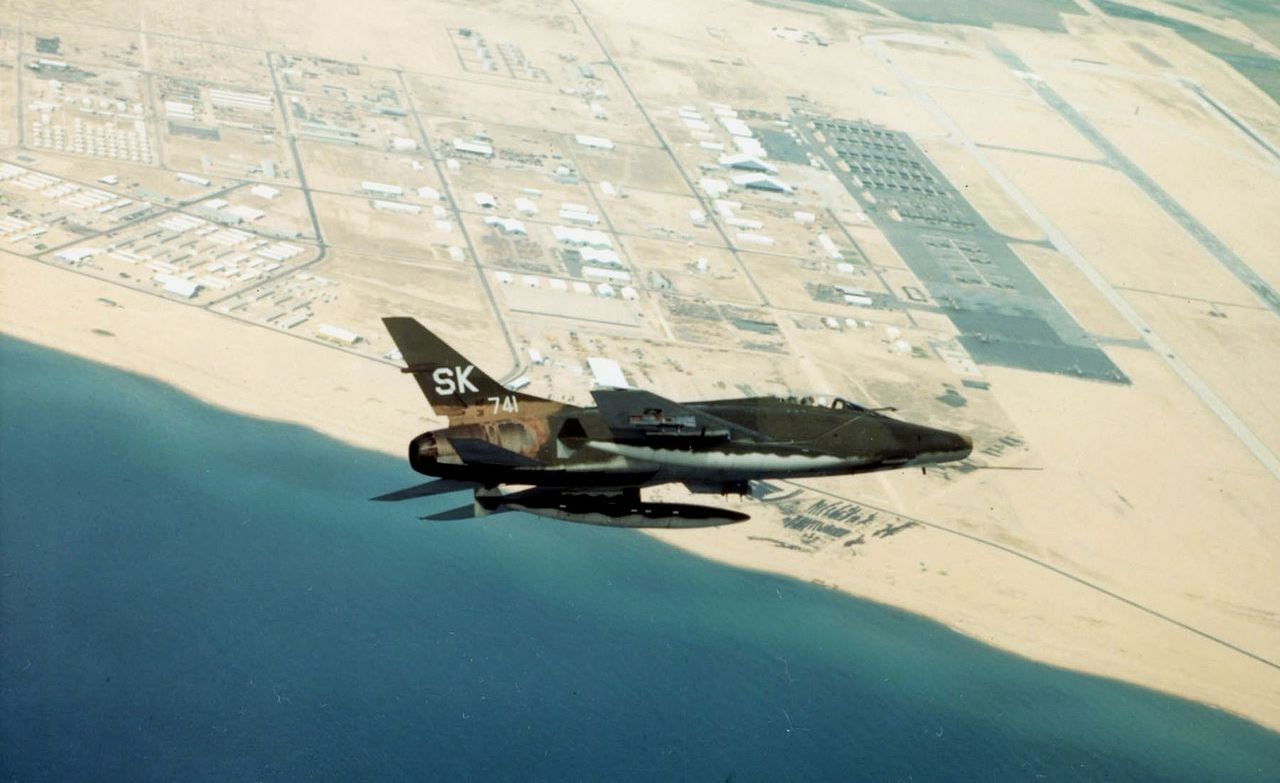 F-100 banking left.