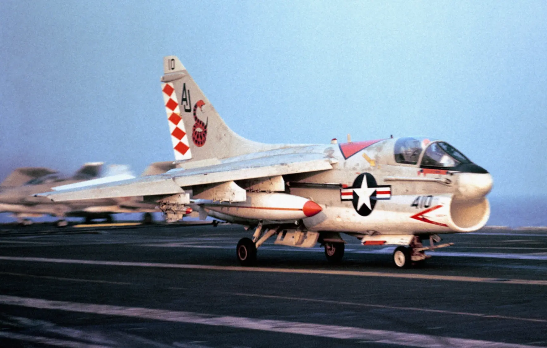 Air Power at Sea: Grumman’s 1982 Film Showcases USS Nimitz & Carrier Air Wing 8 2 A 7E VA 82 landing USS Nimitz CVN 68 1981