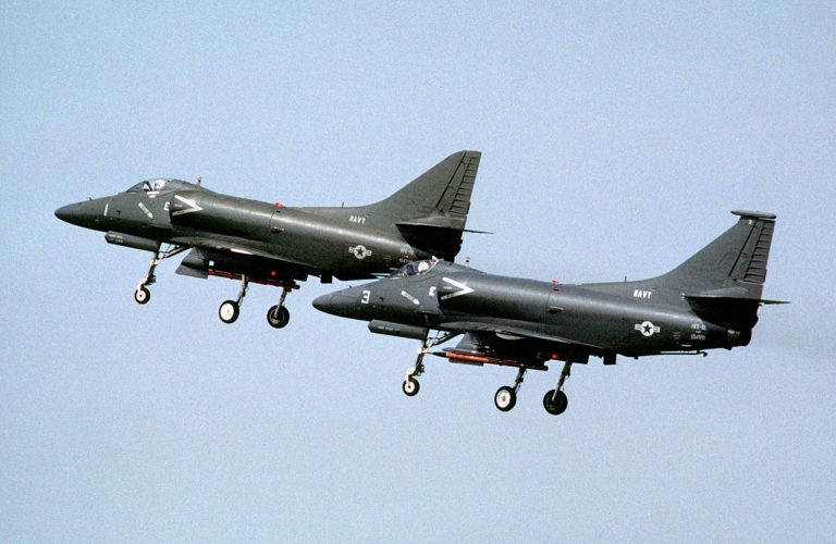 Watch The “Fighting Omars” Simulate The Enemy With Their Skyhawks