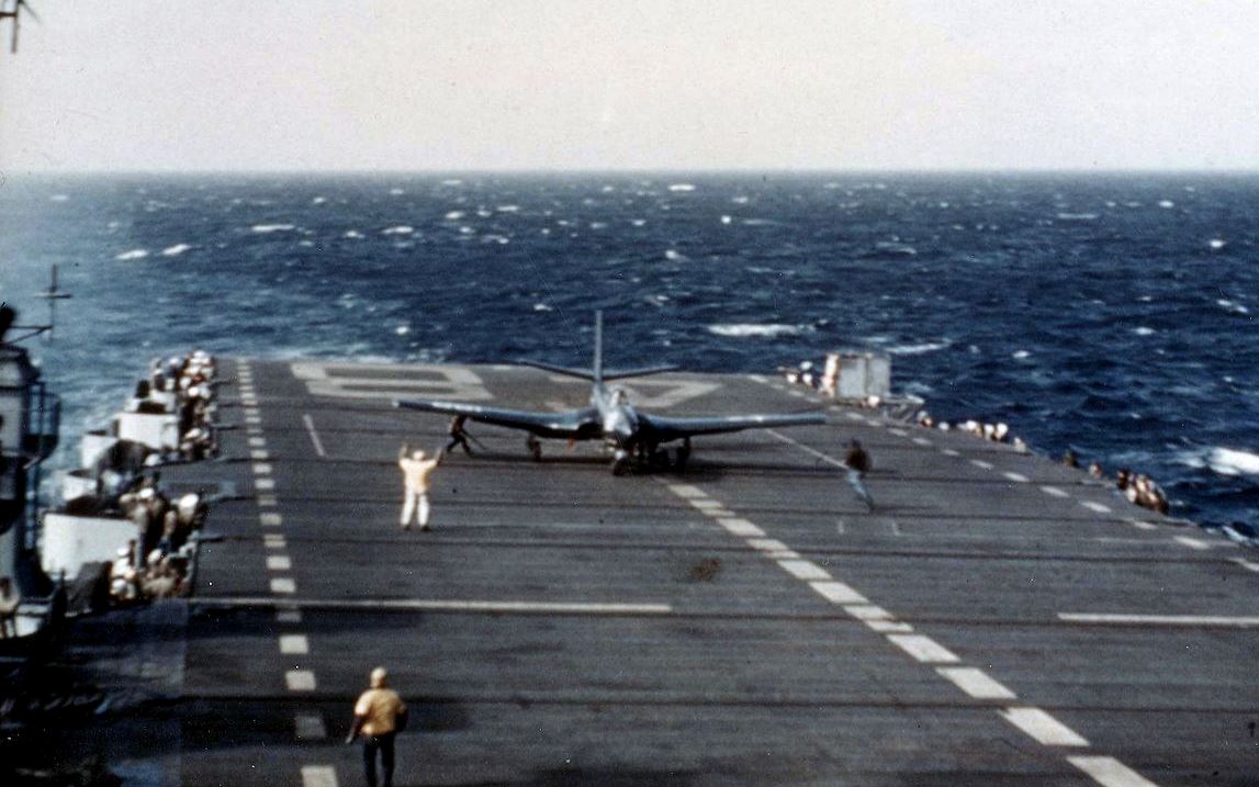 The Phantom preparing to take off from a carrier.