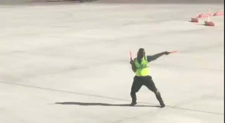 Ramp Worker’s Funky Dance Moves Go Viral
