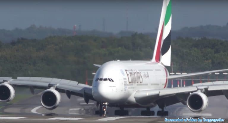 Emirates A380 Jet Nearly Loses Directional Control In Windy Landing