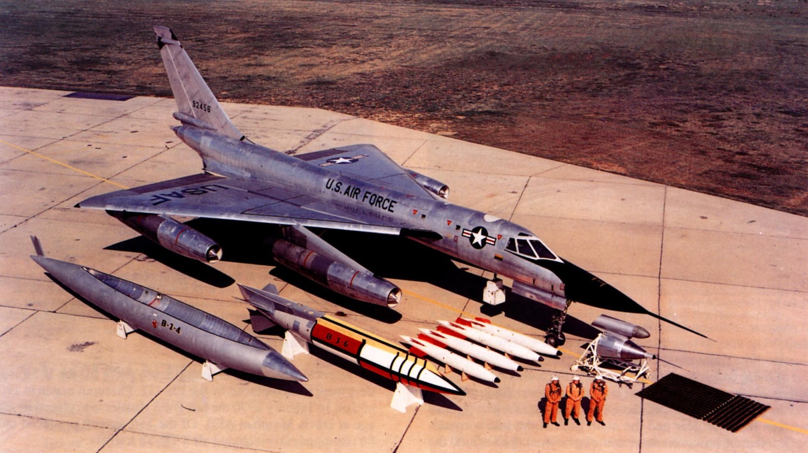 B-58 Hustlers pictured with crew and munitions.