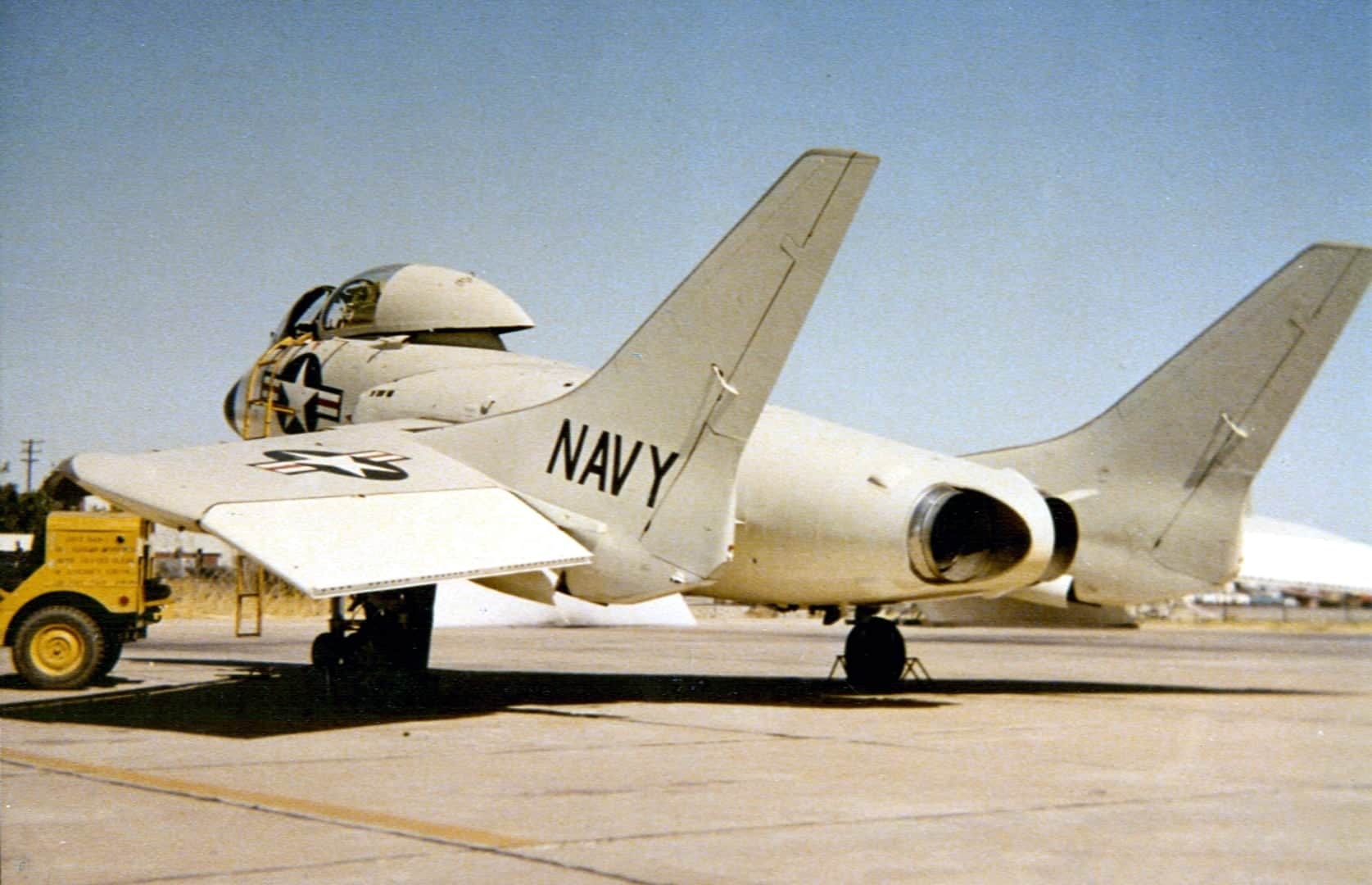 Vought F7U Cutlass parked aft view c1956