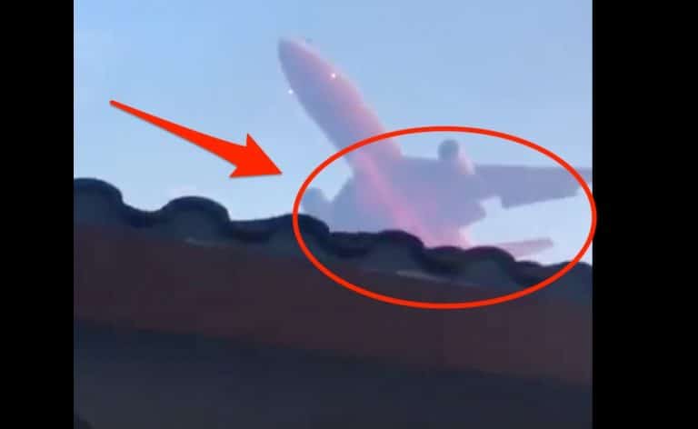Massive DC-10 Fire Tanker Dumps Fire Retardant on a Guy’s House And Breaks His Truck Window!