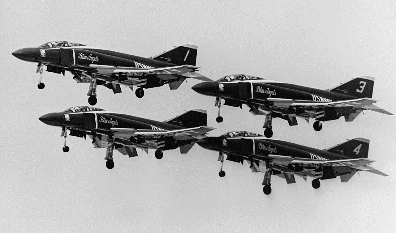 F-4 Phantom aircrafts flying in formation.