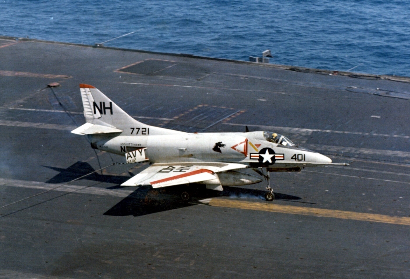 Skyhawk landing on carrier.