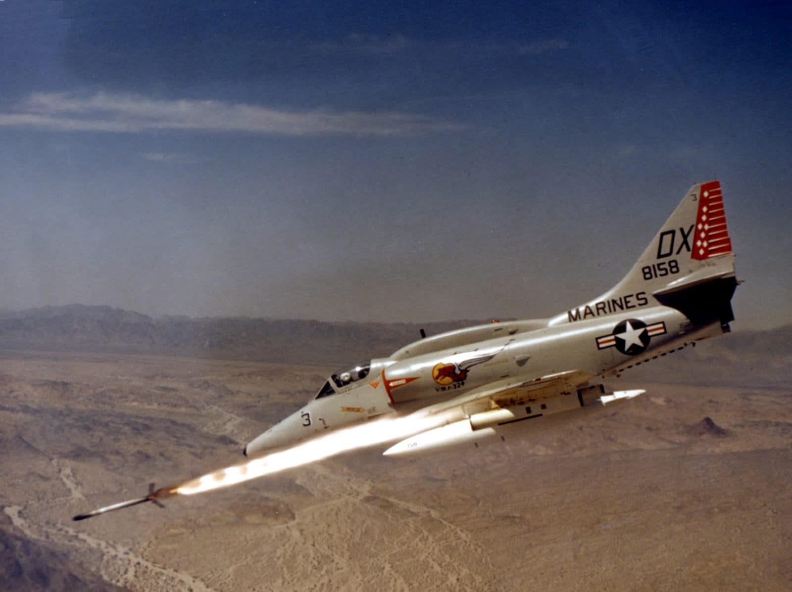 Skyhawk firing a missile.