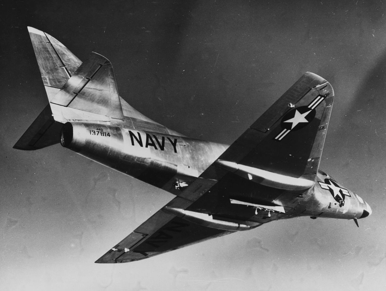 US Navy Skyhawk in flight.