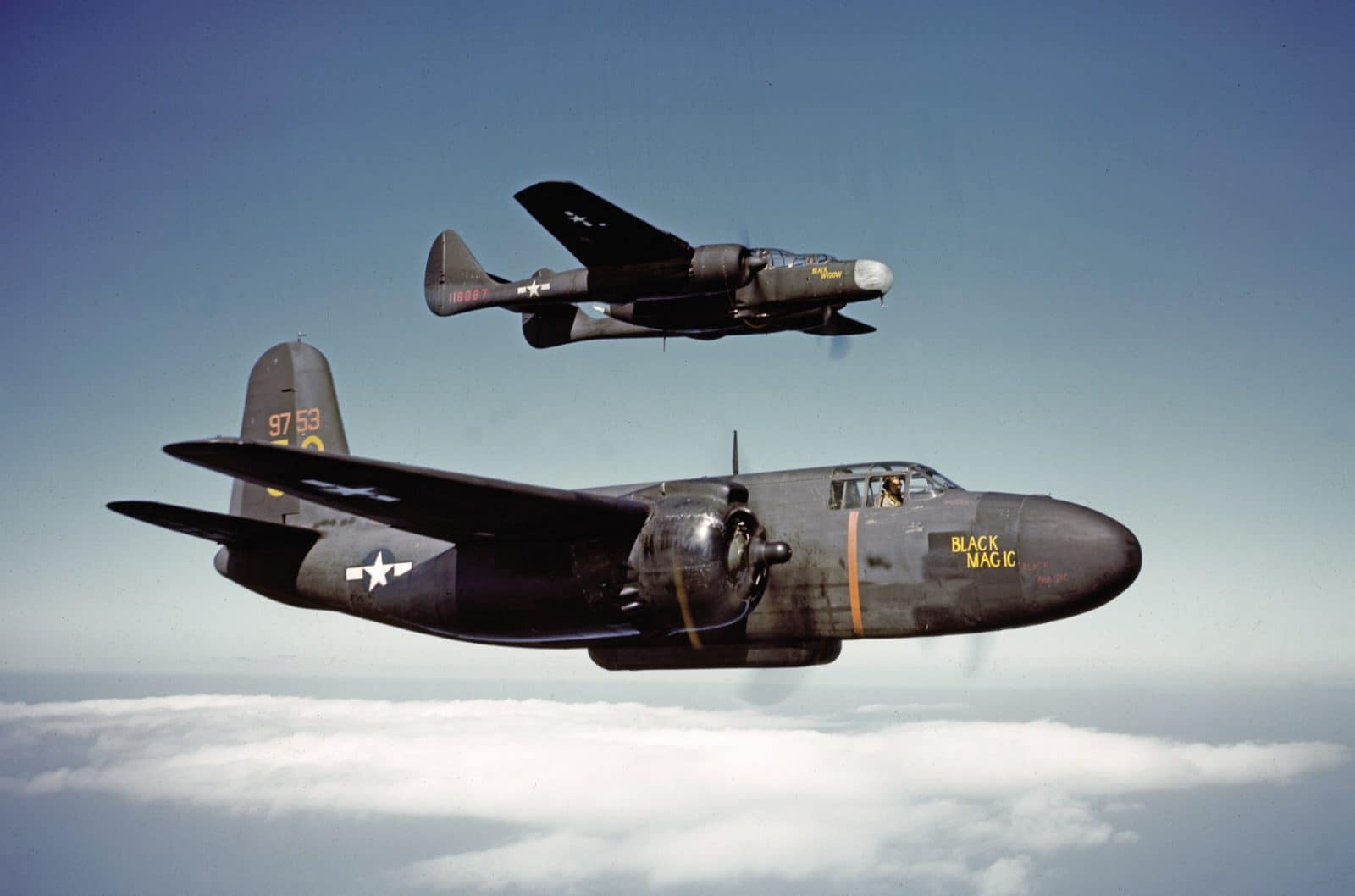 P-61A Black Widow flying with a P-70.