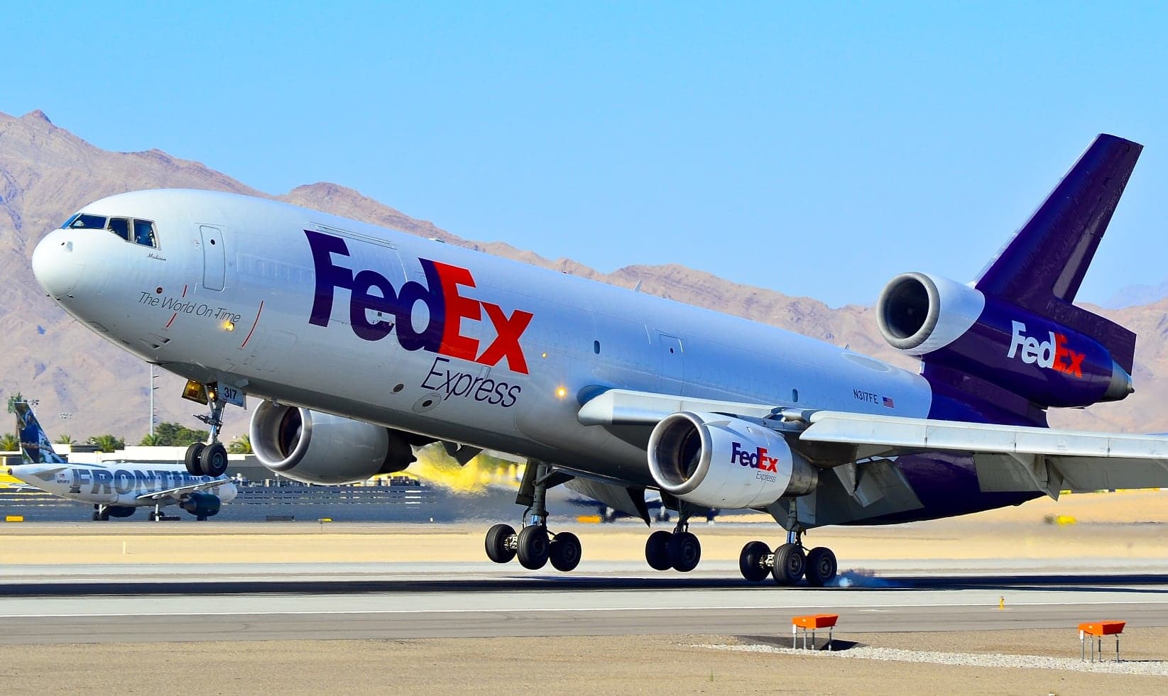 FedEx DC-10 taking off.
