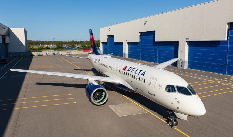 The First Delta Airlines A220-100 Rolls Out of the Airbus Paint Shop