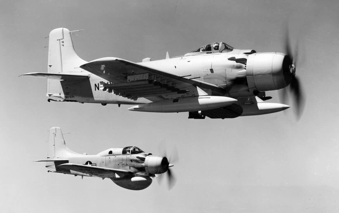 AD 6 and AD 5W Skyraider in flight