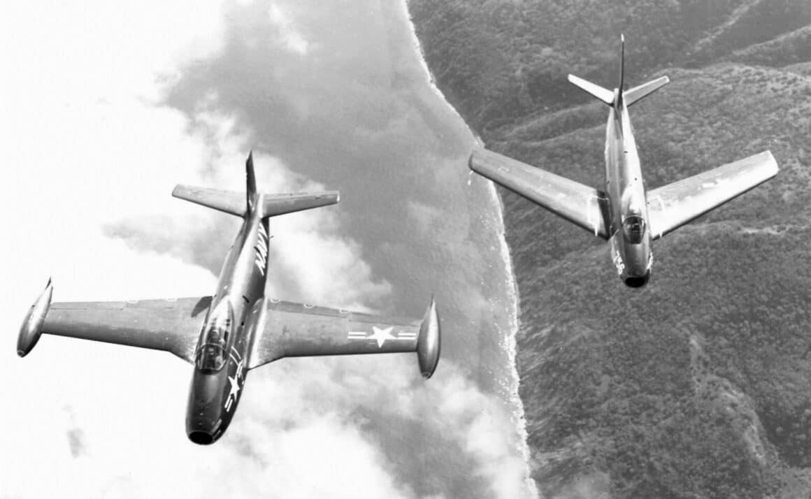 The Furies: North American's Only Navy Fighters 1 FJ 1 and XFJ 2B in flight c1952