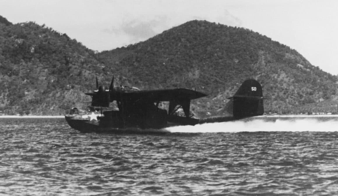 PBY 5 Catalina of VP 52 taxiing in February 1944a