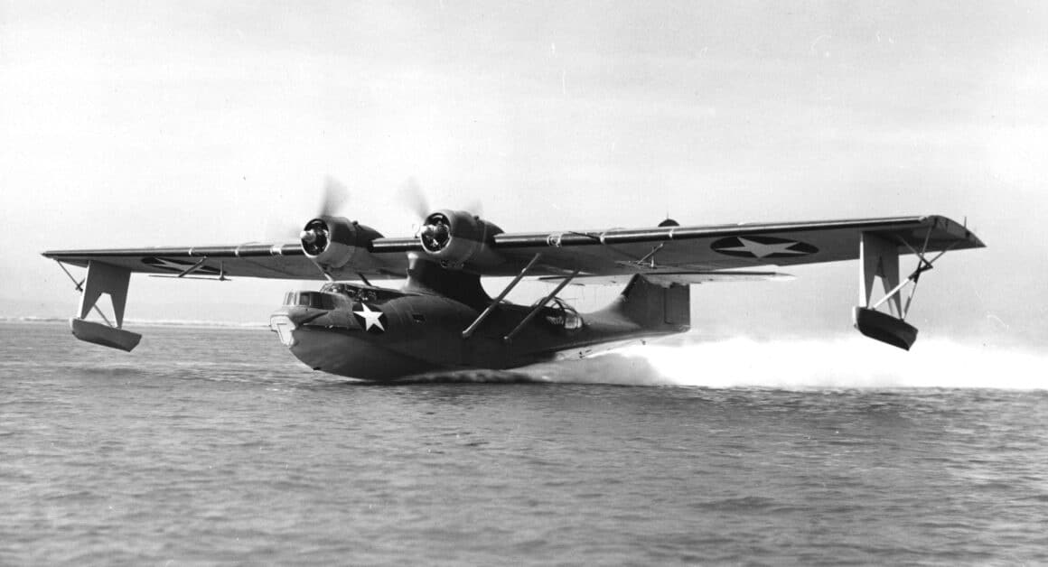 PBY 5 Catalina taking off in 1943b