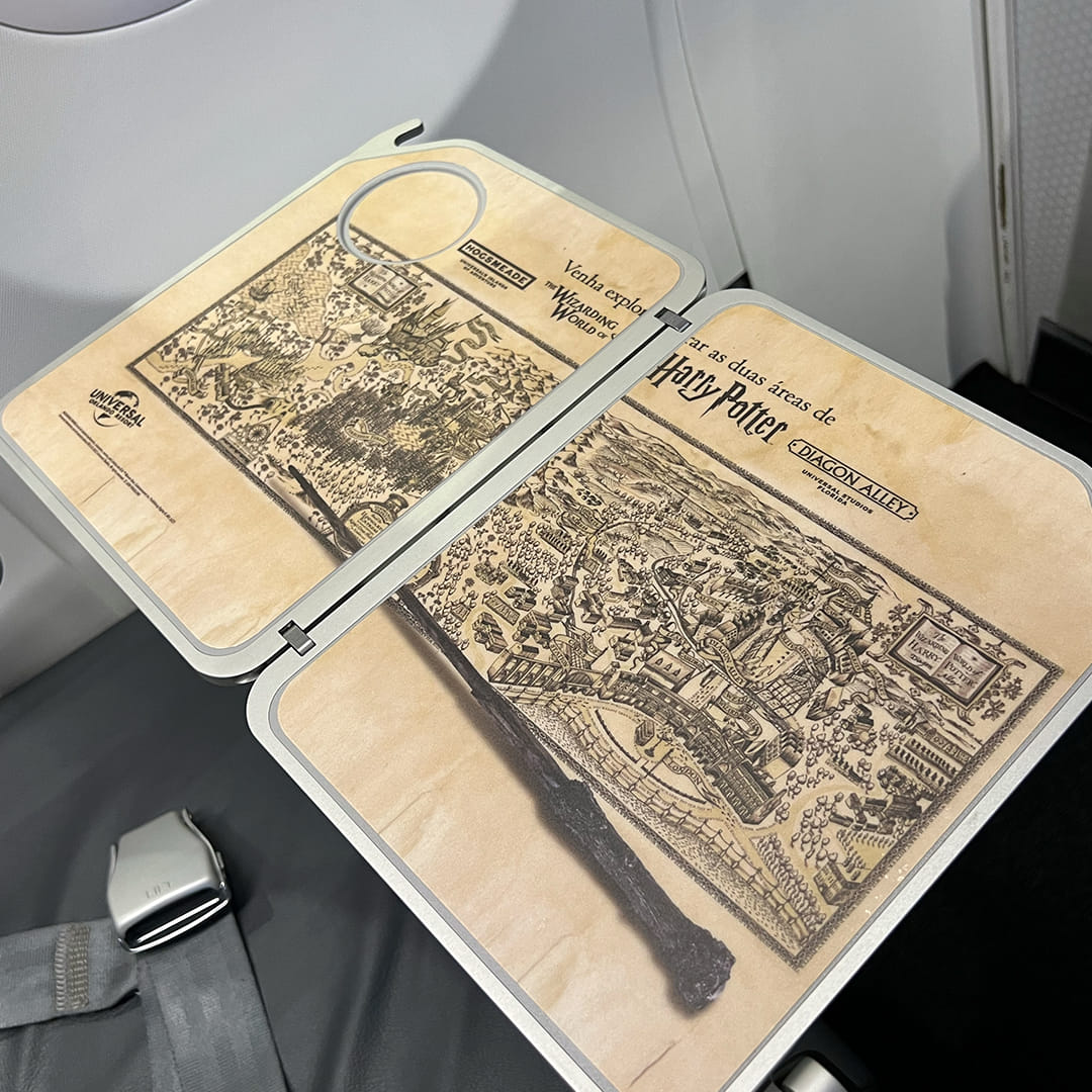 Interior view of the Harry Potter-themed GOL Linhas Aéreas Boeing 737 MAX 8 