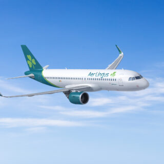 Aerial shot of Aer Lingus A320neo