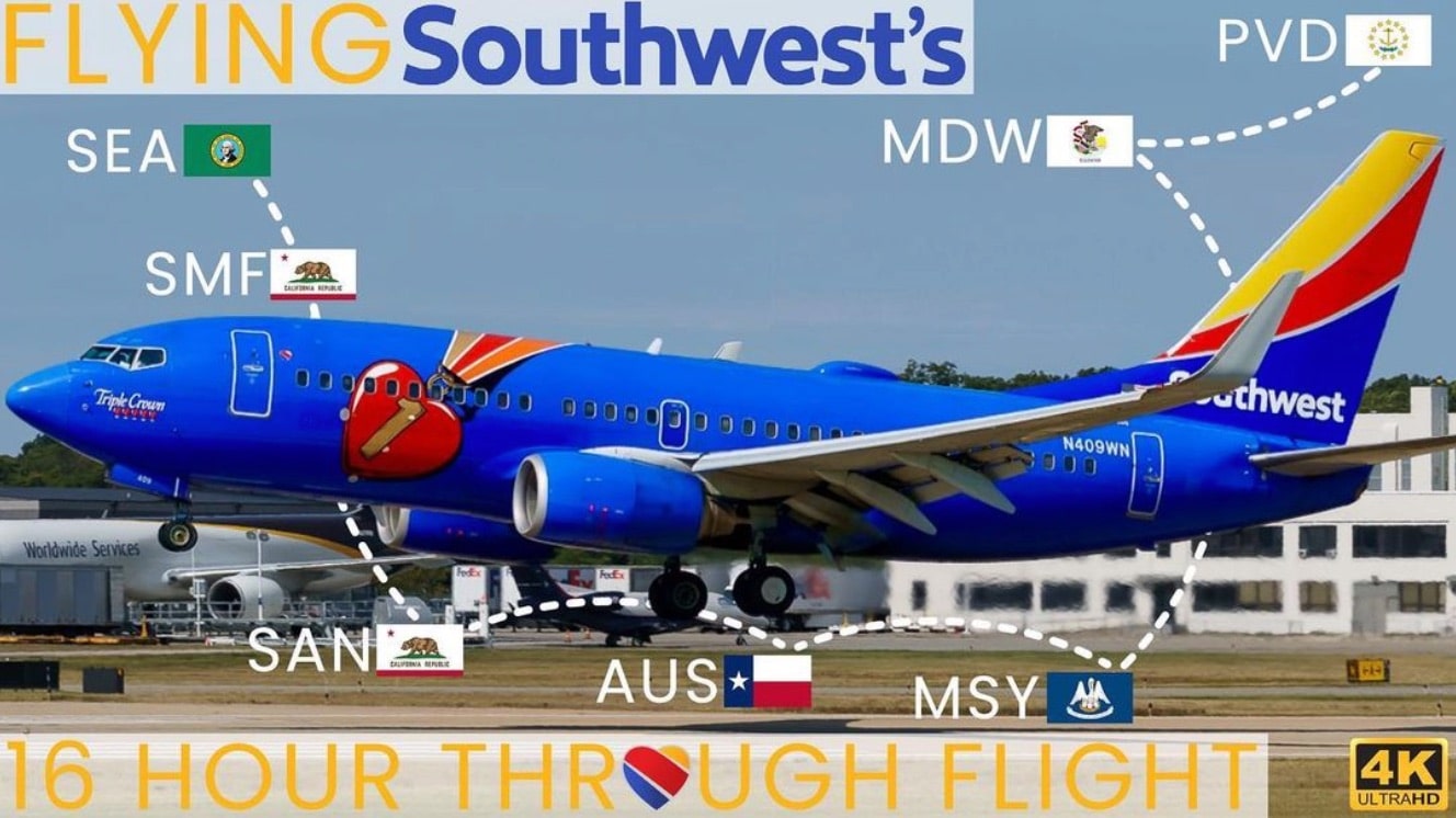 Flying Southwest Flight 247: The 4,300 Mile, 6 stop, 16-Hour Transcontinental Flight