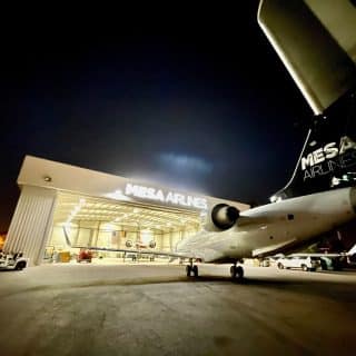 Mesa Airlines Hangar at Night