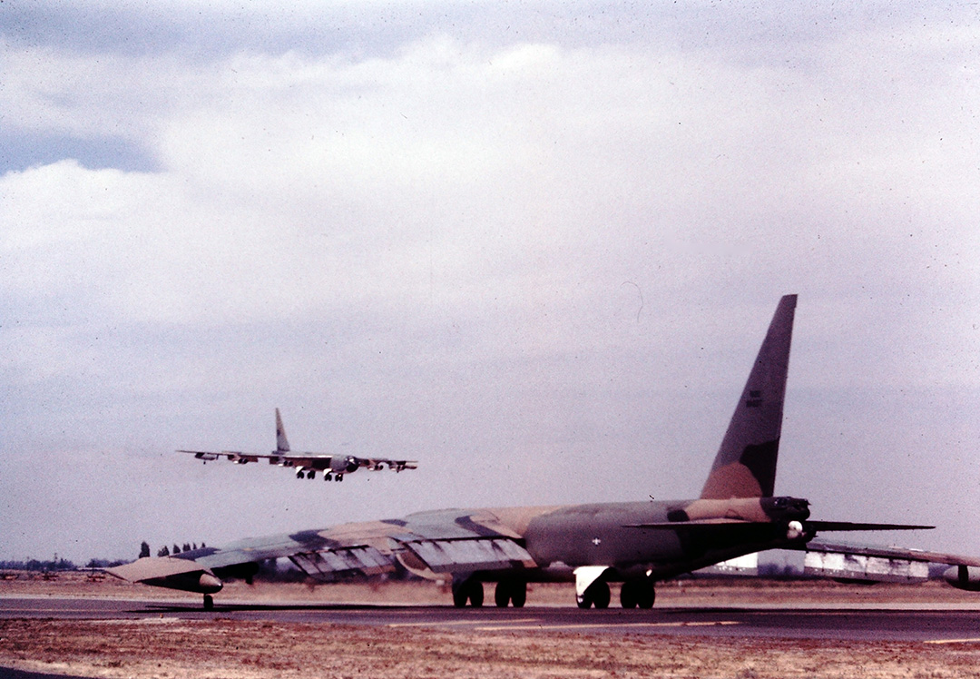 B-52Ds taxiing and taking off