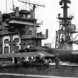 A modified U-2 spyplane landed on an aircraft carrier and later performed a mission from the USS Ranger. Image: CIA