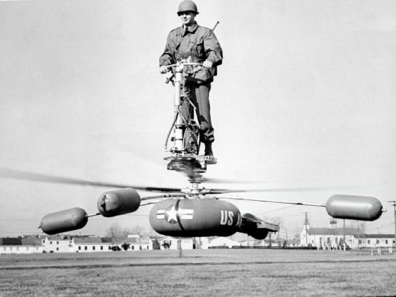 Army Sgt. Herman Stern pilots the Aerocycle. (Photo by Joe Petrella/NY Daily News Archive via Getty Images)