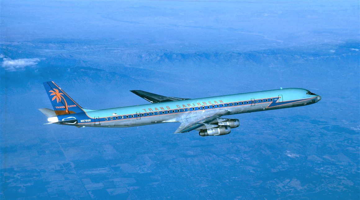 Trans Caribbean took delivery of its first stretched DC-8-61CF in 1967. PAUL ZOGG COLLECTION