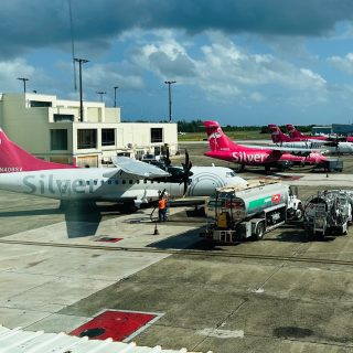 Silver Airways ATR turboprops lined up at SJU