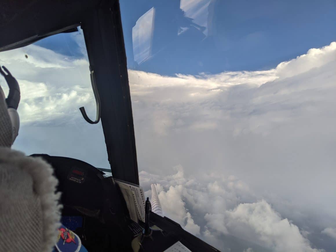 Hurricane Laura, as seen from NOAA P-3 Orion flight station