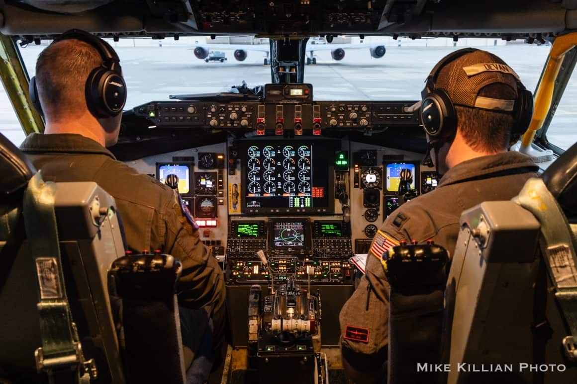 Epic Aerial Refueling Adventure: AvGeekery Flies with the Thunderbirds! 1 Pilot Maj. Greg Rettler (left) and copilot Capt. Cody Devan (right), begins to taxi out for takeoff from McConnell AFB for our aerial refueling mission