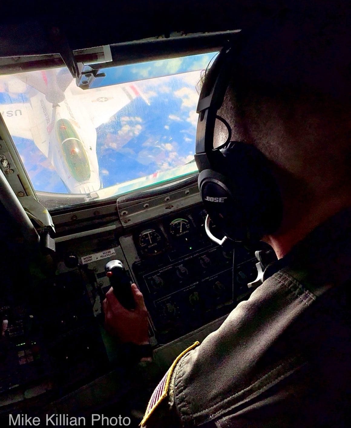 Epic Aerial Refueling Adventure: AvGeekery Flies with the Thunderbirds! 4 Senior Airman Martin Hekking operating the boom for the aerial refueling of the Thunderbirds 28,000 ft over Mississippi (Mike Killian photo)
