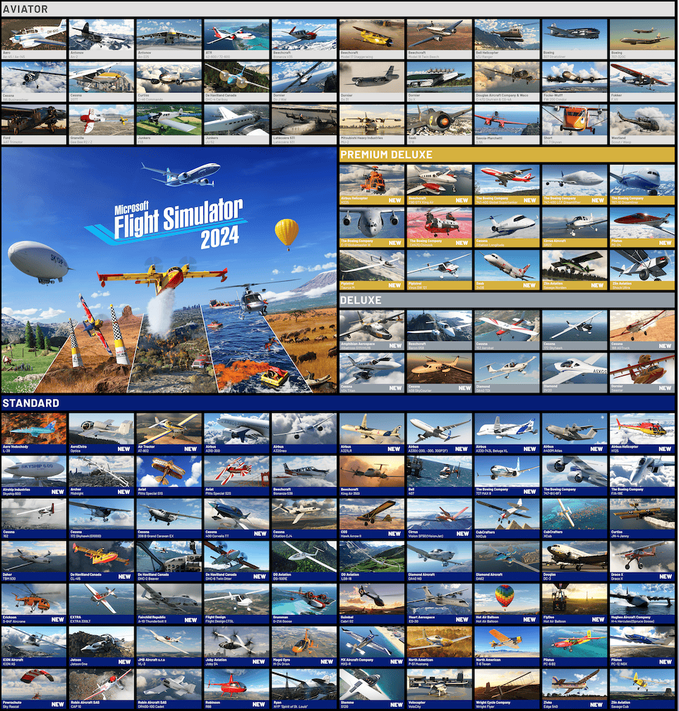 Microsoft Flight Simulator 2024 Is Here: What You Need to Know 6 Graphical list of aircraft available in MSFS24