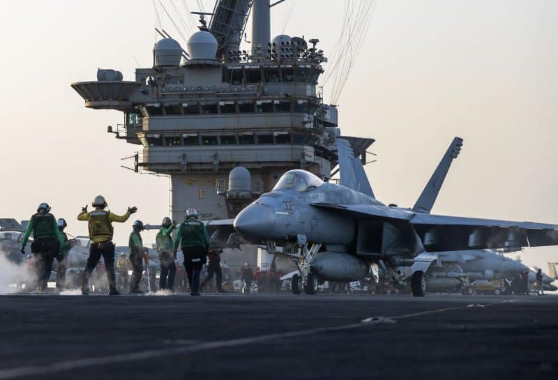 Super Hornet Falls Off Aircraft Carrier in Red Sea