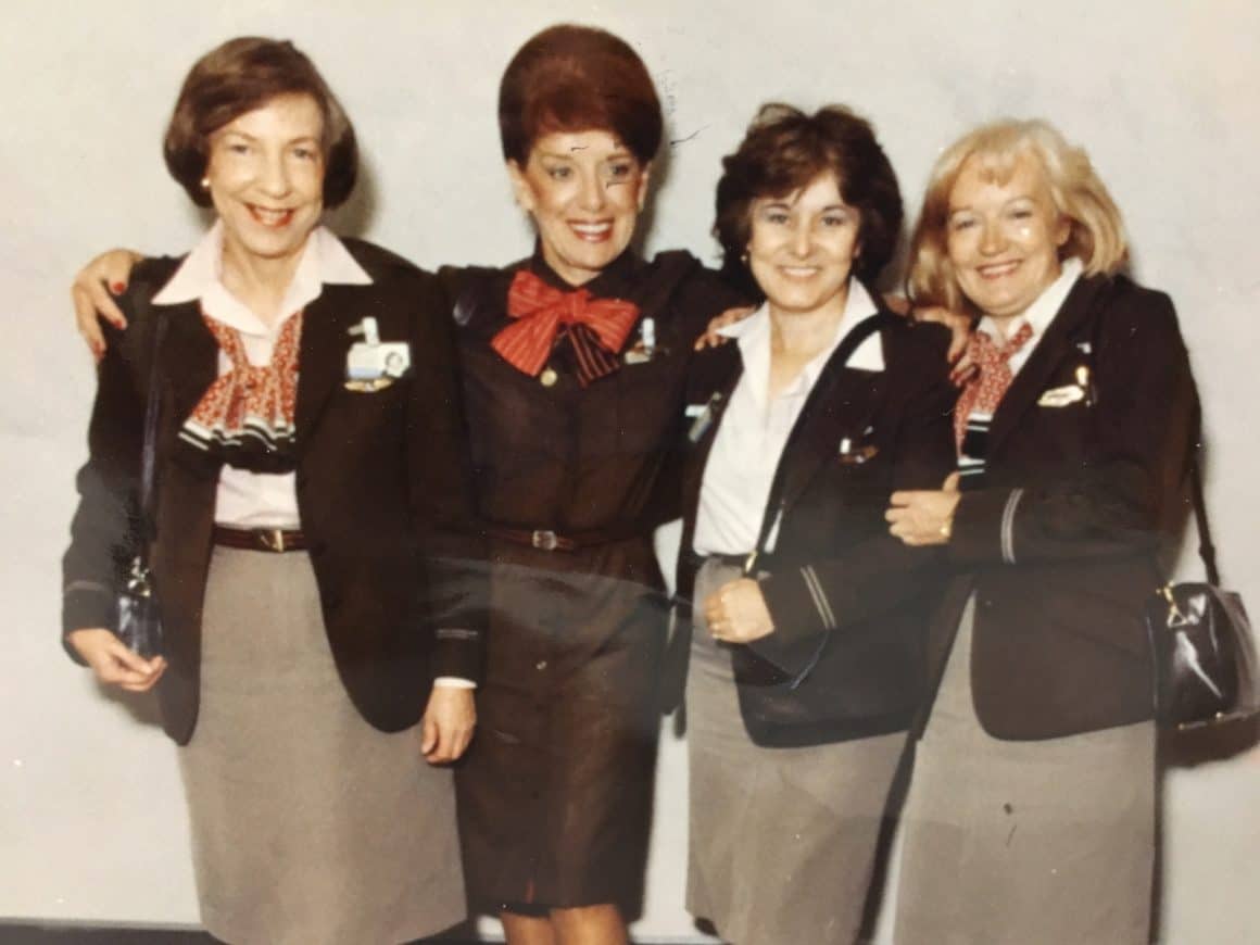 Bette Nash poses with three other flight attendants