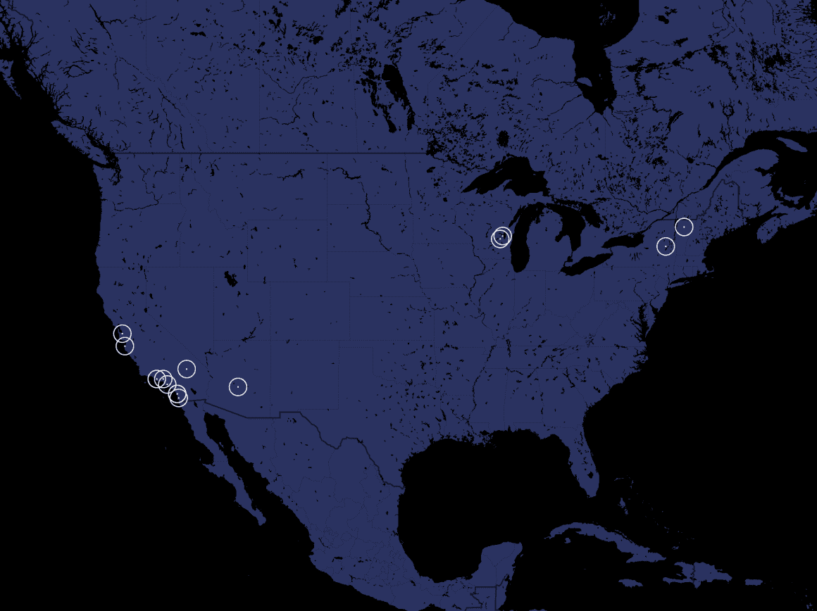 Map of the Epic E1000 AX Demo Tour