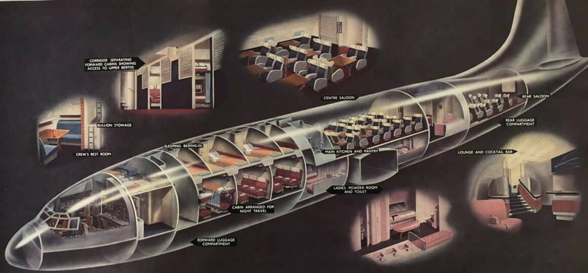 Inside the cabin of the Bristol 167 Brabazon 